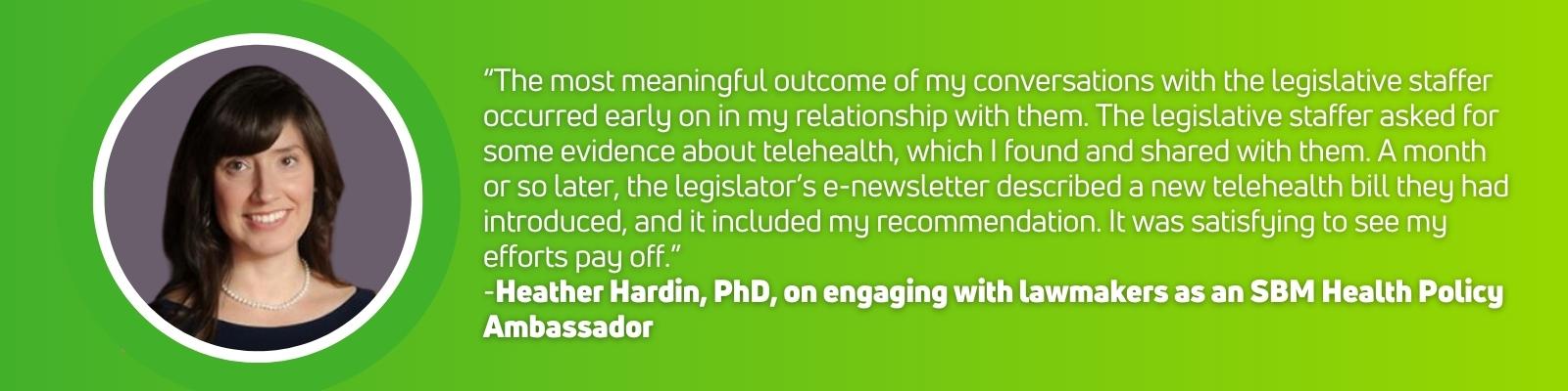 Testimonials: Heather Hardin, PhD