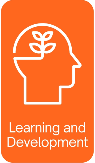  (Orange, Icon of head)Learning & Development